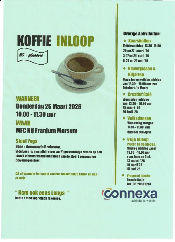Koffie Inloop voor 50 - plussers