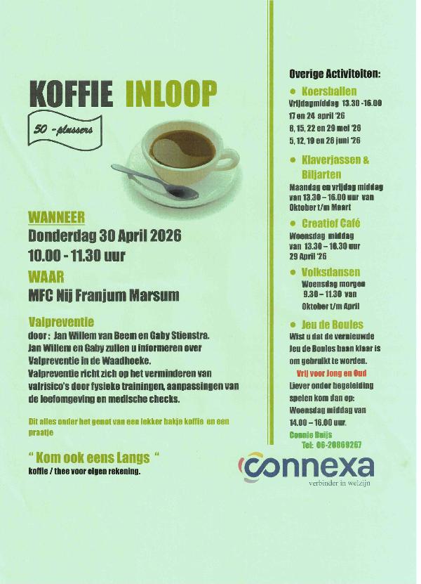Koffie Inloop voor 50 - plussers