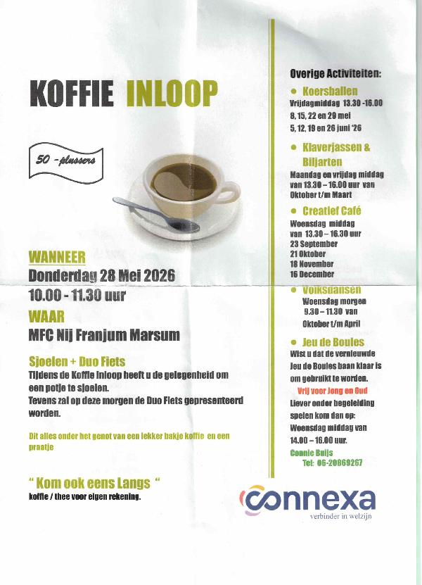 Koffie inloop voor 50-plussers